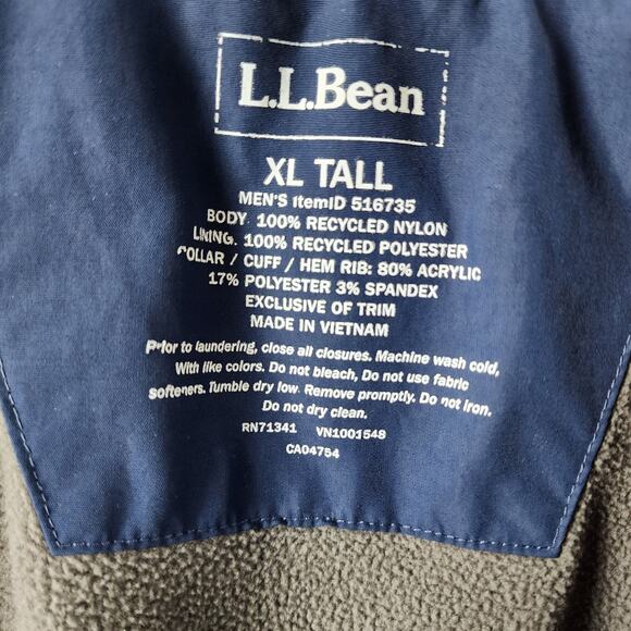 LL Bean Jacket Men's‎ Size XLT Tall Blue 3 Season Bomber Jacket Fleece Lined - Picture 4 of 7